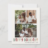 Groen kleurrijk Prettige feestdagen Verticaal 3 Fo Feestdagenkaart (Voorkant)