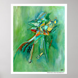 Groen kleurrijk wrak Abstracte kunst voor verkoop  Poster