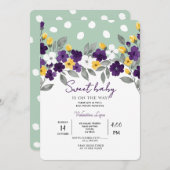 Groen | Kleurrijke Bloem Baby Shower Uitnodiging (Voorkant / Achterkant)