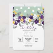 Groen | Kleurrijke Bloem Baby Shower Uitnodiging (Voorkant)