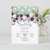 Groen | Kleurrijke bloemen baby shower uitnodiging (Staand voorkant)