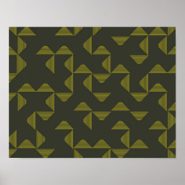 Groen, koel, uniek, driehoekspatroon poster