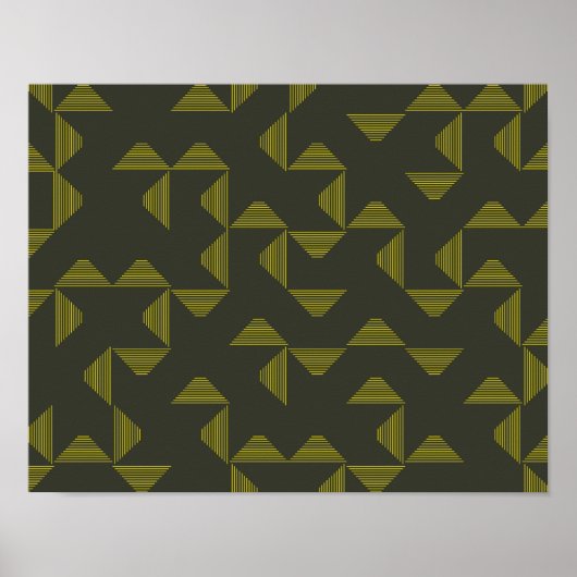 Groen, koel, uniek, driehoekspatroon poster (Voorkant)