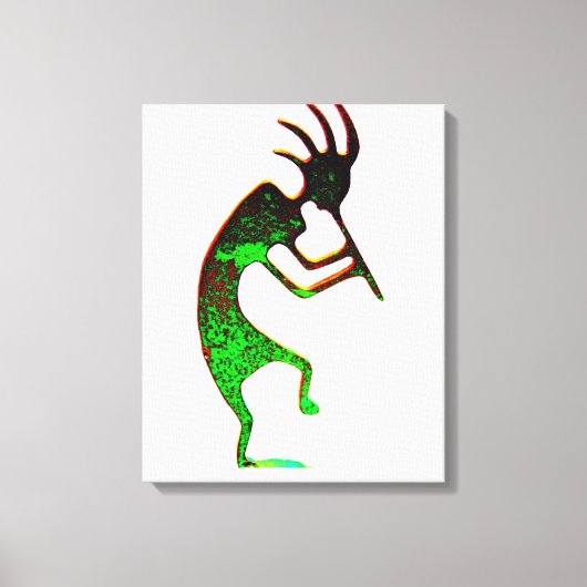 Groen kokopelli verpakt canvas afdruk (Voorkant)