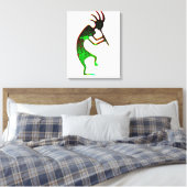 Groen kokopelli verpakt canvas afdruk (Insitu (Slaapkamer))