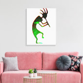 Groen kokopelli verpakt canvas afdruk (Insitu (Woonkamer))