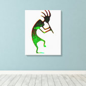 Groen kokopelli verpakt canvas afdruk (Insitu (Houten vloer))