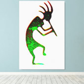 Groen kokopelli verpakt canvas afdruk (Insitu (Houten vloer))