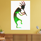 Groen kokopelli verpakt canvas afdruk (Insitu (Woonkamer))