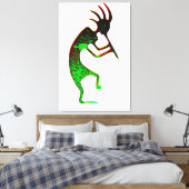 Groen kokopelli verpakt canvas afdruk (Insitu (Slaapkamer))