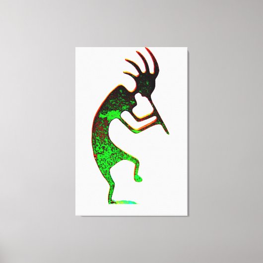 Groen kokopelli verpakt canvas afdruk (Voorkant)