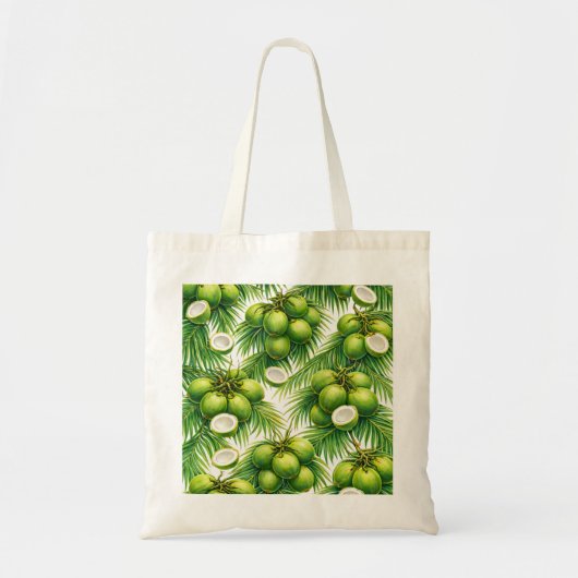 Groen Kokospalm Patroon Tote Bag (Voorkant)