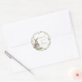 Groen Konijn Meisje Baby's eerste verjaardag Ronde Sticker (Envelop)