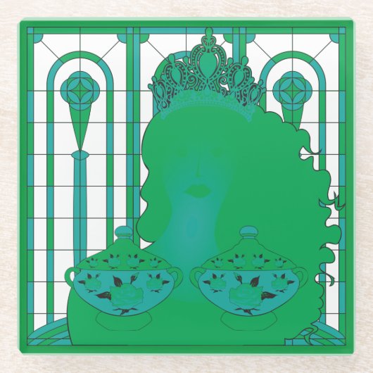 Groen Koningin Onderzetter (Voorkant)