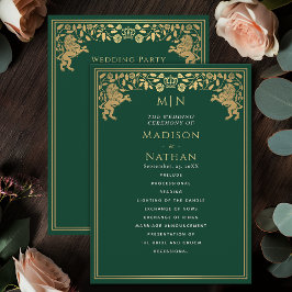 Groen Koninklijk Leeuw Middeleeuws Zwaard Trouwpro Programmakaart