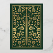 Groen Koninklijk Middeleeuws Zwaard Bruiloft Folie Uitnodiging (Achterkant)