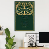Groen Koninklijk Middeleeuws Zwaard Wedding Schedu Poster (Thuiskantoor)