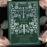 Groen koninklijk rondje met zilverzwaard kaart<br><div class="desc">Stap in een verhaal van romance en legende! Deze middeleeuwse fantasie bruiloft uitnodigingen zijn voorzien van een vorstelijk zwaard verstrengeld met zilveren bloemen op een rijke groene achtergrond. Ze zijn perfect voor koppels die op zoek zijn naar een betoverende en tijdloze touch voor hun speciale dag. Merk op dat het...</div>