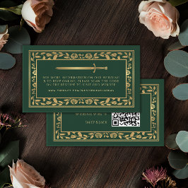 Groen Koninklijk Zwaard Bruiloft Website RSVP QR C Informatiekaartje
