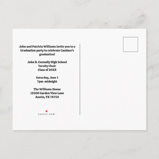 Groen Koor Foto Middelbare School Afstudeerfeest Uitnodiging Briefkaart (Achterkant)