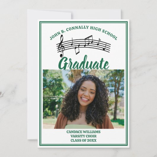 Groen Koor Foto Middelbare School Afstuderen Aankondiging (Voorkant)