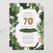 Groen & Koper Tropische bladeren 70e verjaardag Kaart (Voorkant / Achterkant)