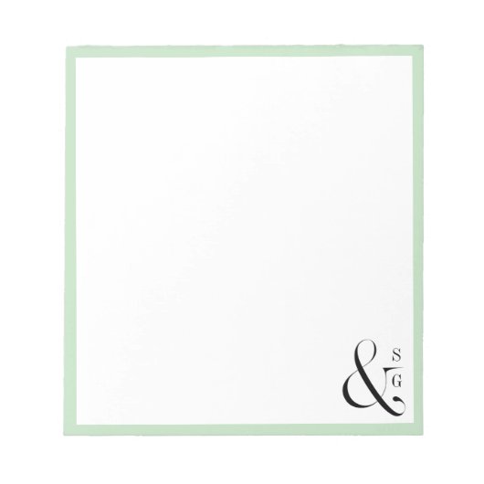 Groen koppel monogram gepersonaliseerd Stationery Notitieblok (Voorkant)
