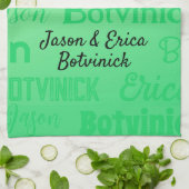 Groen koppel naam theedoek (Gevouwen)