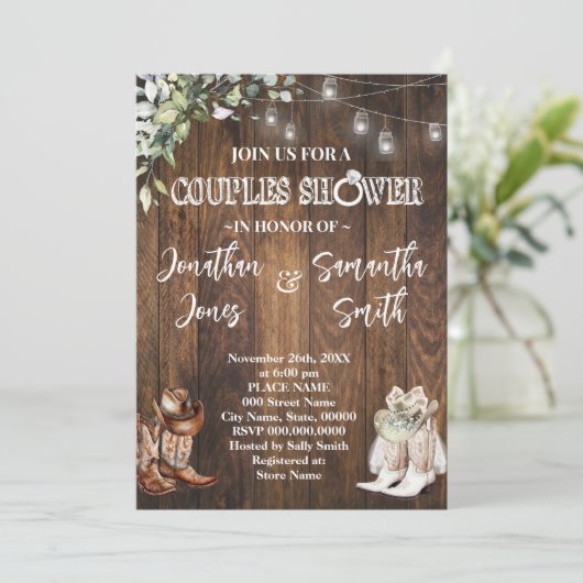 groen koppels douche Western land bruiloft Kaart (Staand voorkant)