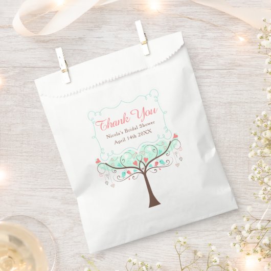 Groen Koraal Bloem Vogel Bruiloft Dank Je Bedankzakje (Geknipt)