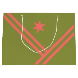 Groen koraal Diagonaal Stripes Star Modern Grafisc Groot Cadeauzakje