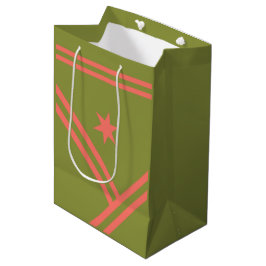 Groen koraal Diagonaal Stripes Star Modern Grafisc Medium Cadeauzakje