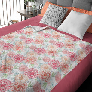 Groen koraal rood blauw Oranje restantkunst Fleece Deken