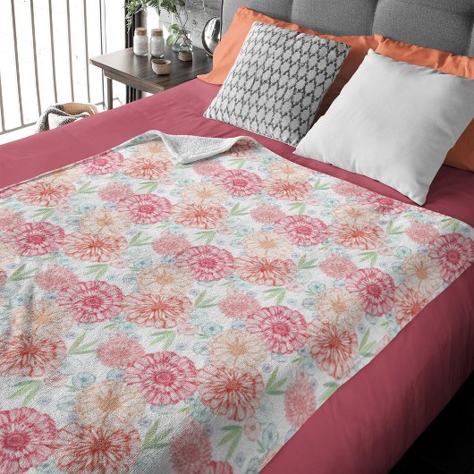 Groen koraal rood blauw Oranje restantkunst Fleece Deken