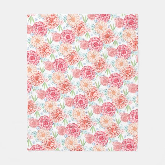 Groen koraal rood blauw Oranje restantkunst Fleece Deken (Voorkant)