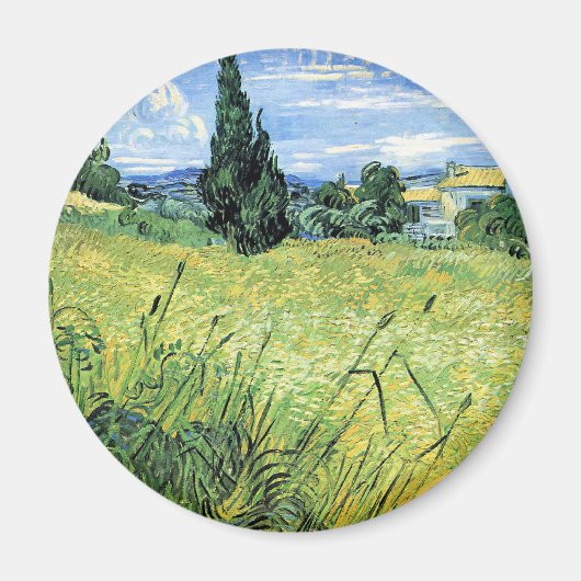 Groen korenveld met cipres, magneet (Voorkant)