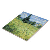 Groen korenveld met cipres, tegeltje (Zijkant)