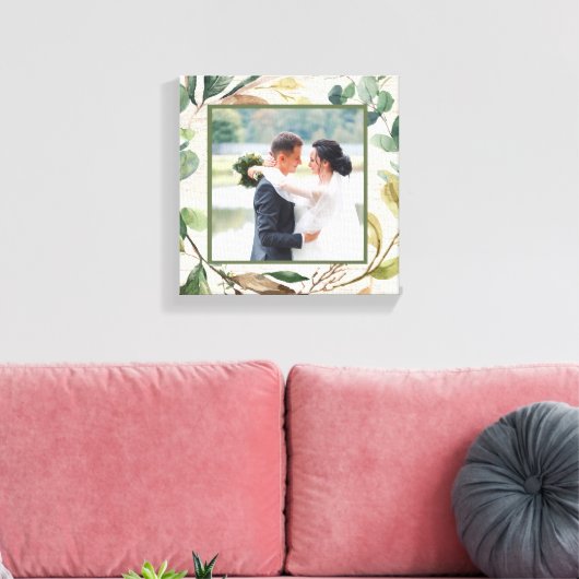 groen krans berk foto bruiloft aandenken canvas afdruk (Insitu (Woonkamer))