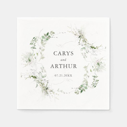 groen krans moderne bruiloft servet (Voorkant)