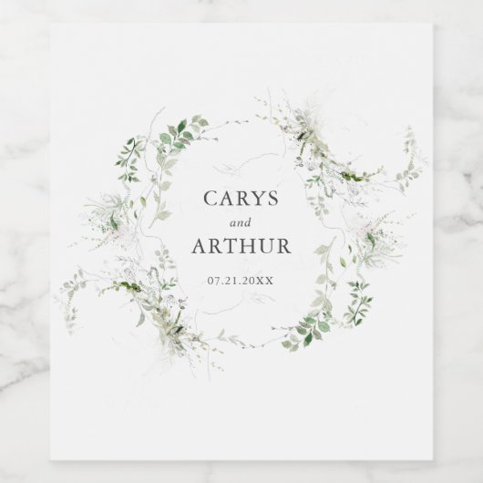 groen krans moderne bruiloft wijn etiket (Enkel label)