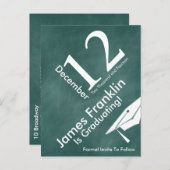 Groen krijtbord trendy Save the Date Afstuderen Aankondigingskaart (Voorkant / Achterkant)