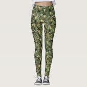 Groen Krokodillenleer Patroon Leggings (Voorkant)