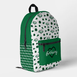Groen kronkelharten, pom Poms, Megaphone Pattern Bedrukte Rugzak