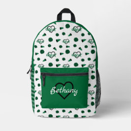 Groen kronkelharten, pom Poms, Megaphone Pattern Bedrukte Rugzak