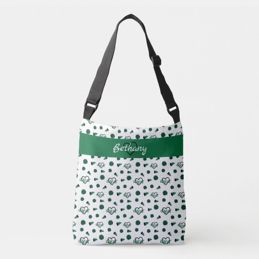 Groen kronkelharten, pom Poms, Megaphone Pattern Crossbody Tas (Voorkant)