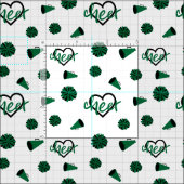 Groen kronkelharten, pom Poms, Megaphone Pattern Stof (Delen)