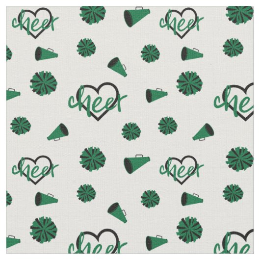 Groen kronkelharten, pom Poms, Megaphone Pattern Stof (Close Up)