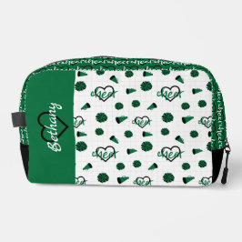 Groen kronkelharten, pom Poms, Megaphone Pattern Toilettasje