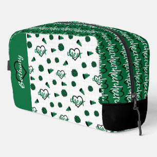 Groen kronkelharten, pom Poms, Megaphone Pattern Toilettasje