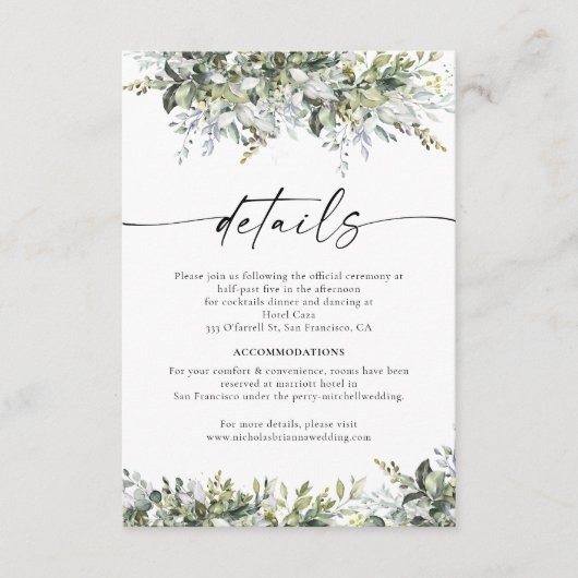 Groen Kruiden Bruiloft Behuizing Kaart (Voorkant)